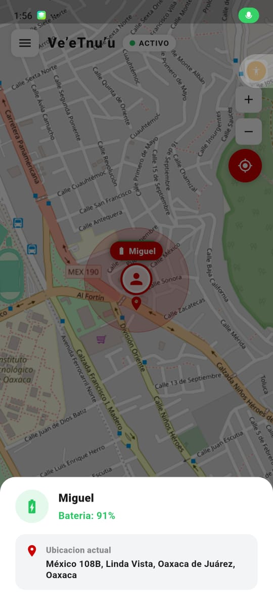 Vista de ubicación de contacto de emergencia